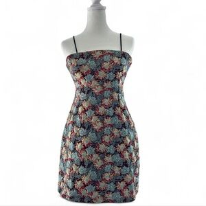 Aullnise Floral Spaguetti Stap Midi Dress